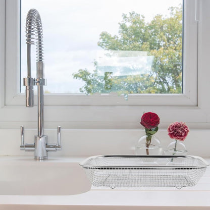 Drain Basket Thickened Fruit and Vegetable Basket for Kitchen Sink Stainless Steel Drain for Kitchen Quick Container and Storage Size S 12.20 X 4.72 X 2.16 in