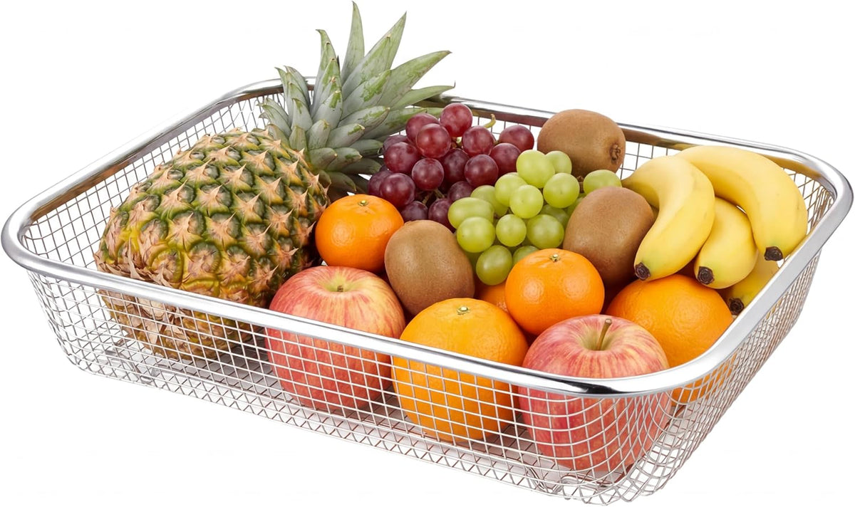 Drain Basket Thickened Fruit and Vegetable Basket for Kitchen Sink Stainless Steel Drain for Kitchen Quick Container and Storage Size S 12.20 X 4.72 X 2.16 in