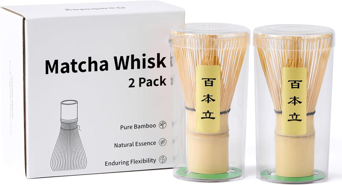 Matcha Whisk Set, Complete Matcha Kit with Bowl, Bamboo Whisk & Holder, Scoop, Sifter, Glass Cup with Lid & Straw, Ice Cube Tray – Matcha Gift Set for Matcha Lovers