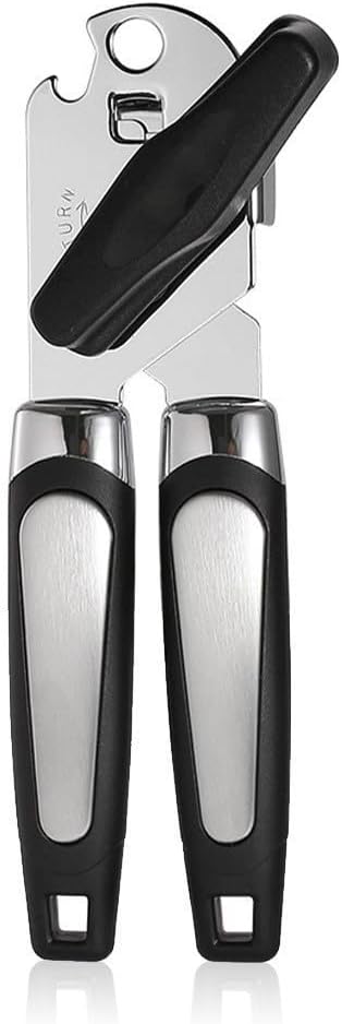 Can Opener Manual, Handheld Strong Heavy Duty Stainless Steel Can Opener, Comfortable Handle, Sharp Blade Smooth Edge, Can Openers with Multifunctional Bottle Opener