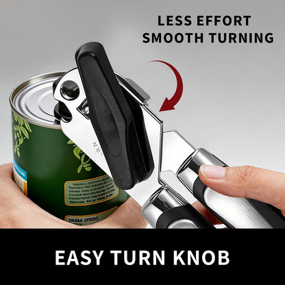 Can Opener Manual, Handheld Strong Heavy Duty Stainless Steel Can Opener, Comfortable Handle, Sharp Blade Smooth Edge, Can Openers with Multifunctional Bottle Opener