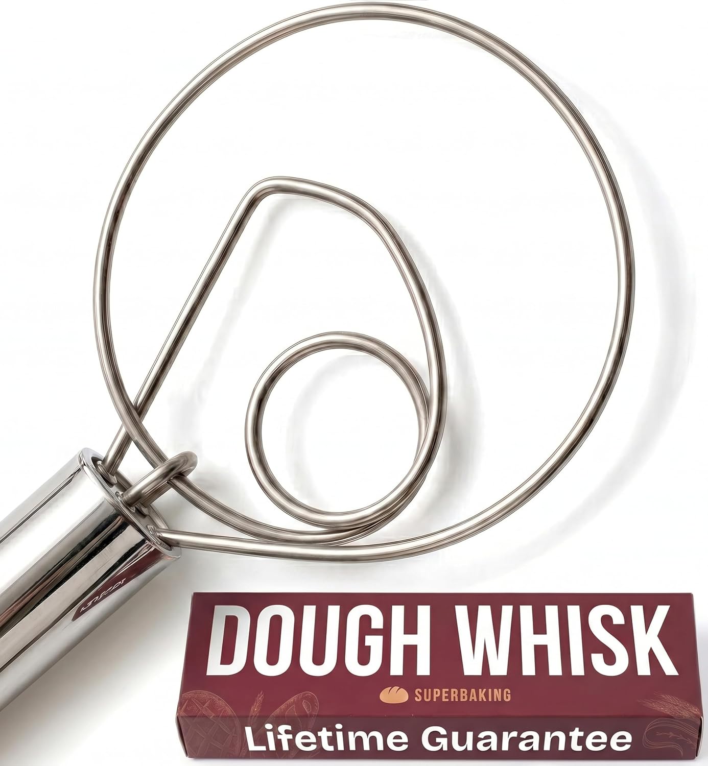 Danish Dough Whisk - 12" Bread Whisk for Dough Mixing - Single Eye Design Sourdough Whisk - Sourdough Bread Baking Supplies - Bread Making Tools and Accessories - Ergonomic Wooden Handle