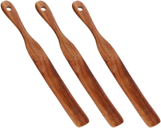11Inch Wooden Spurtle Spatula for Baking, Sourdough Mixer and Jar Scraping - Food Grade Narrow Mouth Stirring Stick, Dough Whisk, Bowl Scraper Utensil