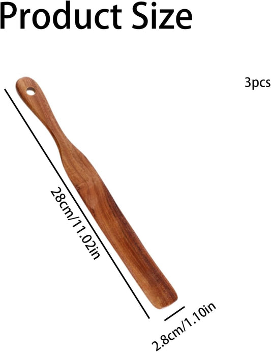 11Inch Wooden Spurtle Spatula for Baking, Sourdough Mixer and Jar Scraping - Food Grade Narrow Mouth Stirring Stick, Dough Whisk, Bowl Scraper Utensil