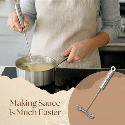 Heirloom Swedish Sauce and Gravy Whisk, Stainless Steel Cooking Whisk Tools | Easy Mixing, Durable Stainless Steel, Ergonomic Handle, Ideal for Gravies, Sauces, Custard, Pie Filling and Everyday Cooking.