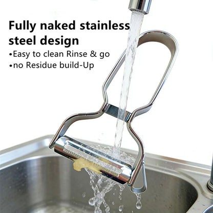 Ultra Sharp Y Stainless Steel Peeler, 90° Swivel Blade Vegetable Fruit Peeler for Kitchen, All Metal Apple Potato Peeler with Eye Remover