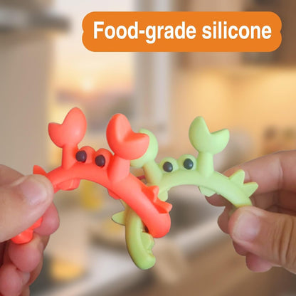 4 PCS Adorable Crab Spatula Holders, Heat-Resistant Silicone Utensil Rest for Pot Edge - Anti-Scalding, Adjustable Clip to Keep Counter Tidy & Secure Spoons
