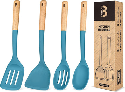 Silicone Cooking Utensils Set, Safe for Nonstick Cookwares, Black