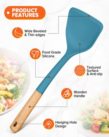 Silicone Cooking Utensils Set, Safe for Nonstick Cookwares, Black