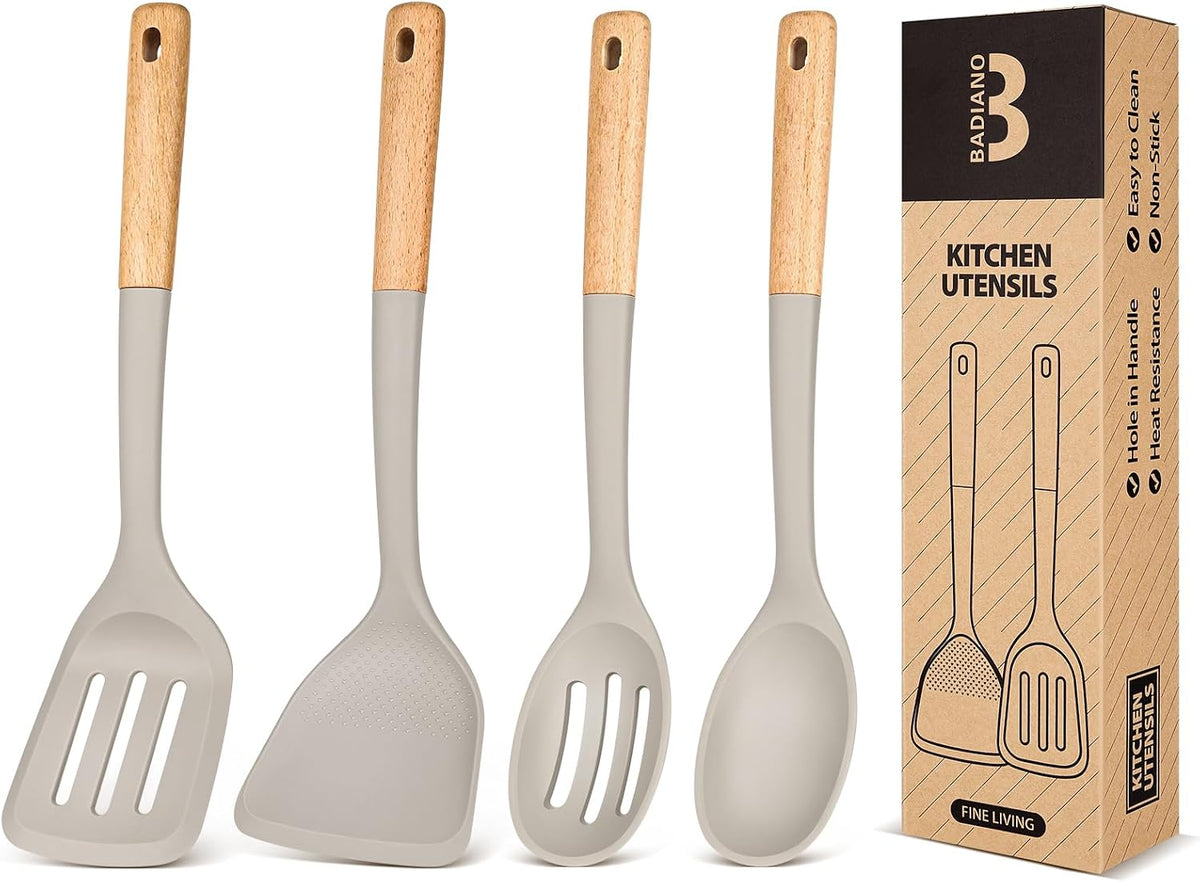 Silicone Cooking Utensils Set, Safe for Nonstick Cookwares, Black