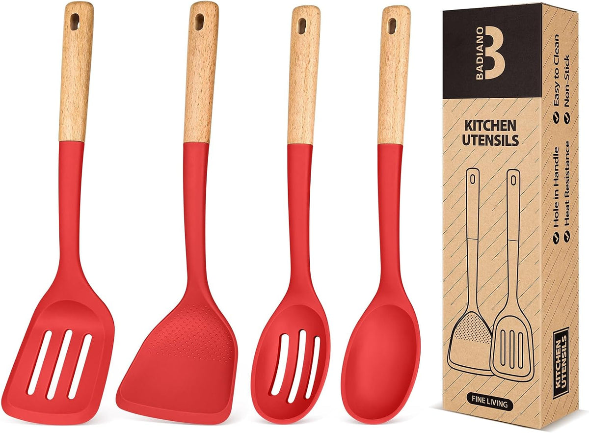 Silicone Cooking Utensils Set, Safe for Nonstick Cookwares, Black
