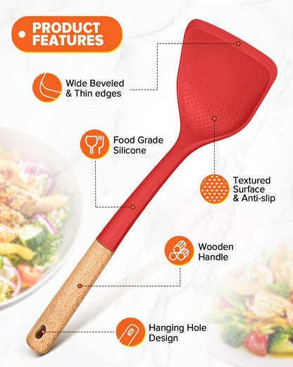 Silicone Cooking Utensils Set, Safe for Nonstick Cookwares, Black