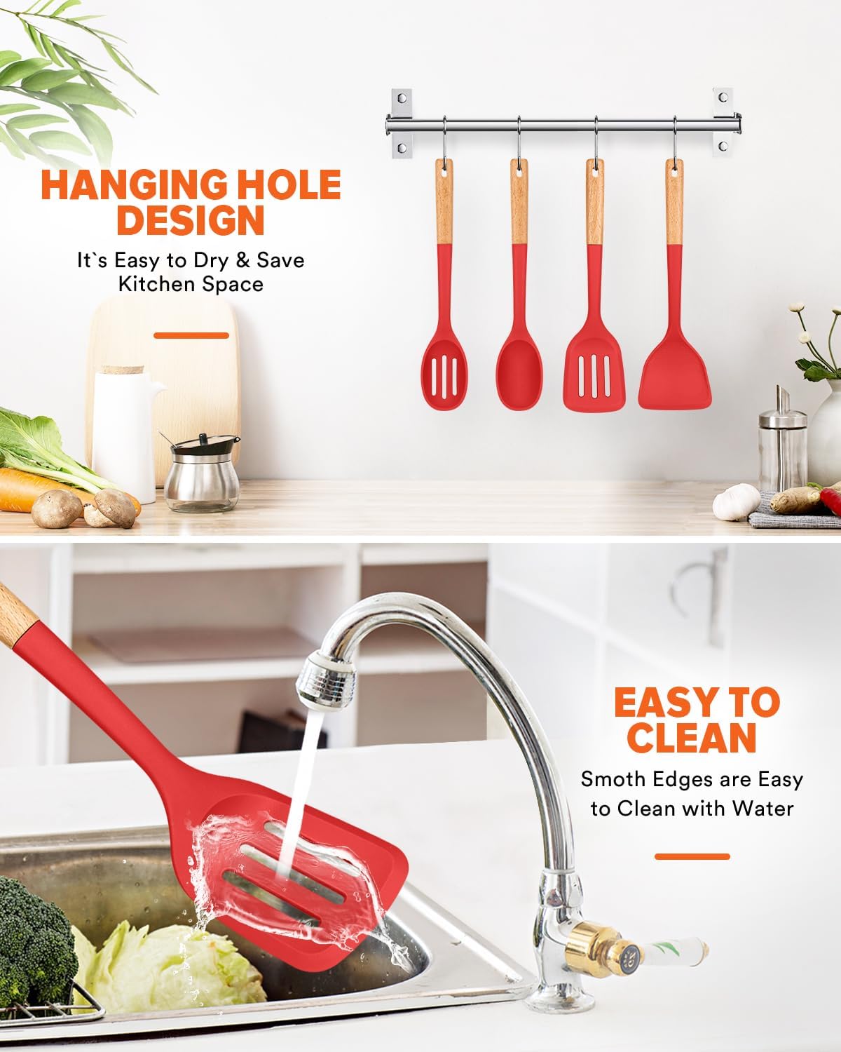 Silicone Cooking Utensils Set, Safe for Nonstick Cookwares, Black