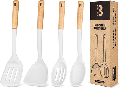 Silicone Cooking Utensils Set, Safe for Nonstick Cookwares, Black