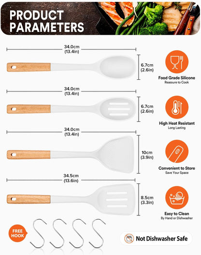 Silicone Cooking Utensils Set, Safe for Nonstick Cookwares, Black