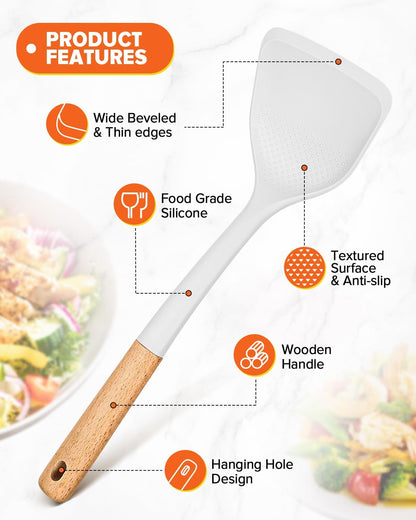 Silicone Cooking Utensils Set, Safe for Nonstick Cookwares, Black