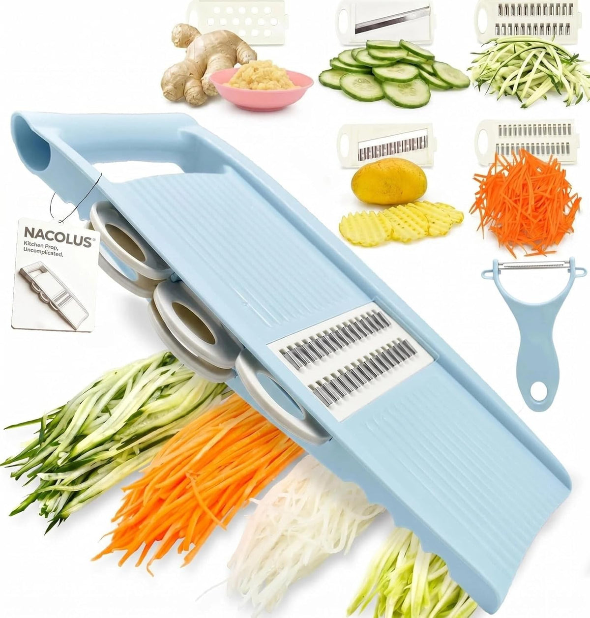Handheld Mandoline Slicer for Kitchen, 5 in 1 Vegetable Slicer