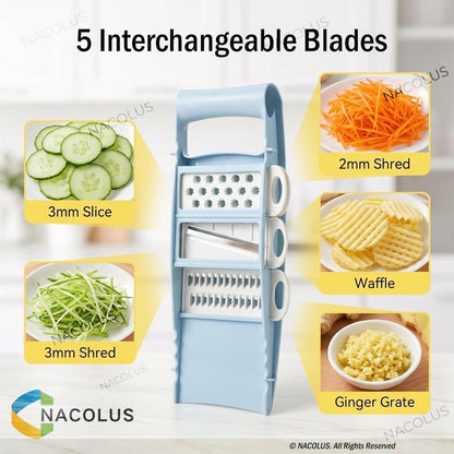 Handheld Mandoline Slicer for Kitchen, 5 in 1 Vegetable Slicer