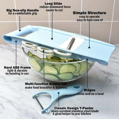 Handheld Mandoline Slicer for Kitchen, 5 in 1 Vegetable Slicer