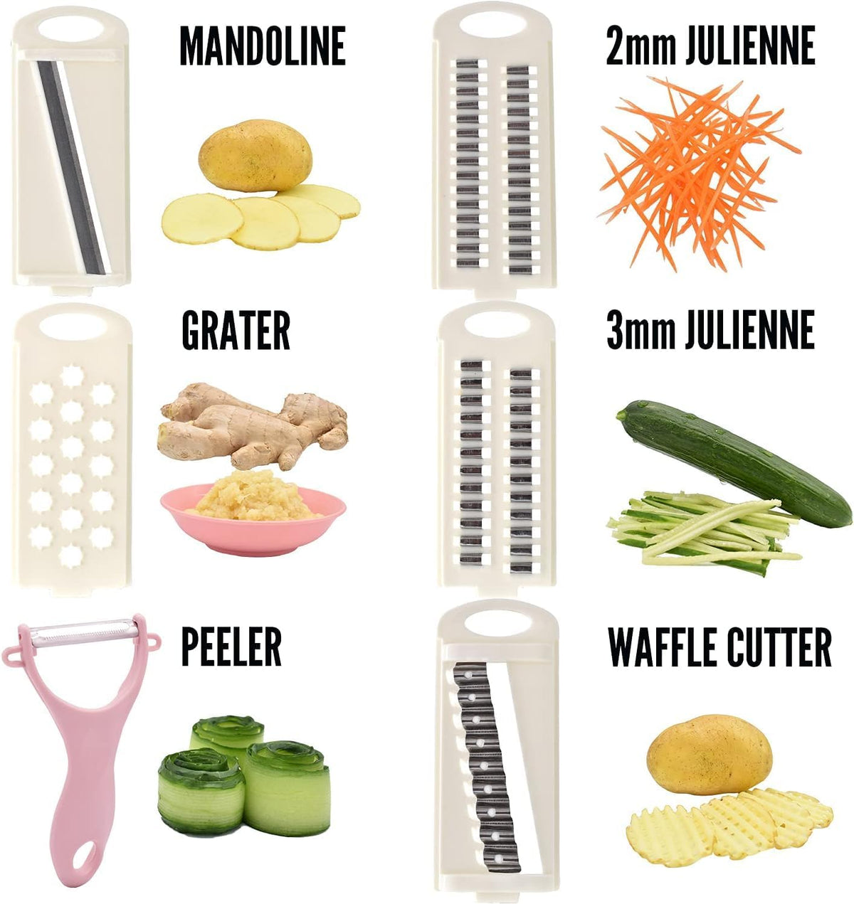 Handheld Mandoline Slicer for Kitchen, 5 in 1 Vegetable Slicer