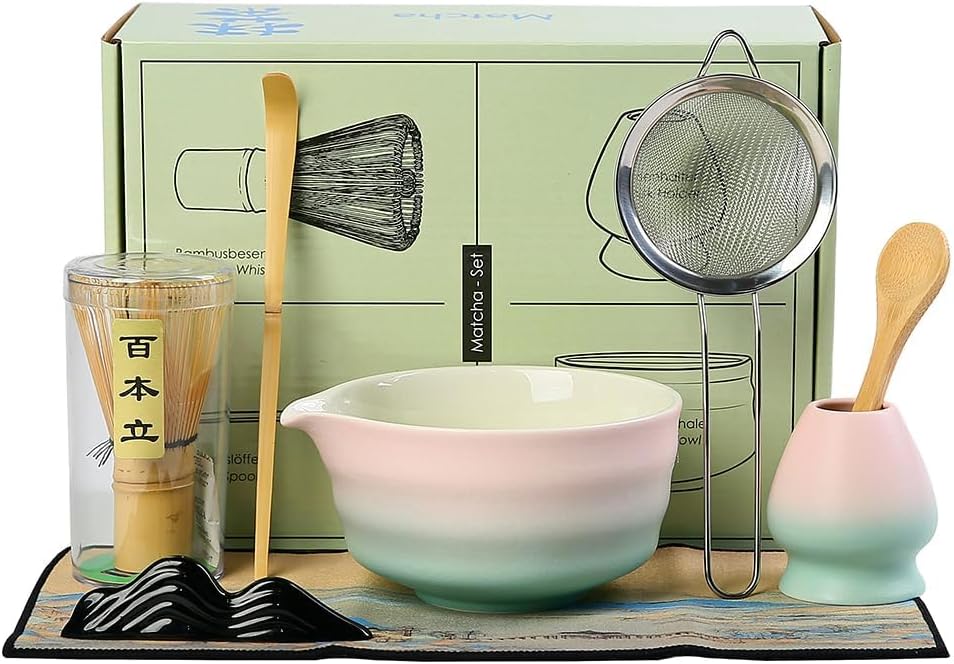 7matcha whisk set - 1Matcha Bowl ，1 matcha whisk, 8pcs matcha kit Gradient matcha set