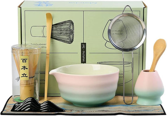 7matcha whisk set - 1Matcha Bowl ，1 matcha whisk, 8pcs matcha kit Gradient matcha set