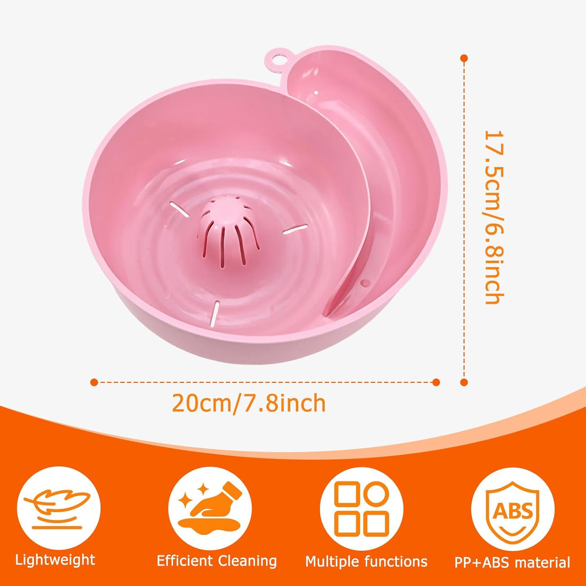 Snail Shape Drainer, 2-Pack Automatic Spin Fruit & Vegetable Washer, Just Add Water to Rotate for Cleaning Salad Berries, Food-Grade Colander Basket, Space Saving for Small Kitchen (Pink & White)