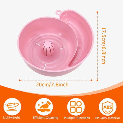Snail Shape Drainer, 2-Pack Automatic Spin Fruit & Vegetable Washer, Just Add Water to Rotate for Cleaning Salad Berries, Food-Grade Colander Basket, Space Saving for Small Kitchen (Pink & White)