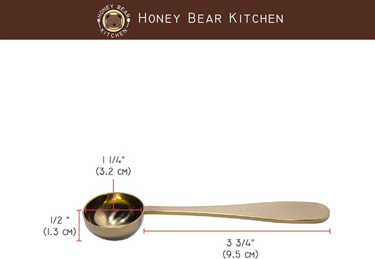 7.5 ml '1 perfect tea spoon' Measuring Scoop Spoons, Gold Polished Stainless Steel, Set of 2