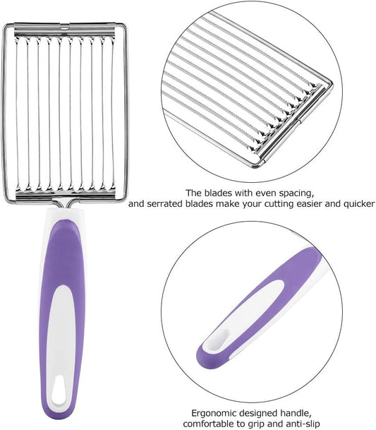 Tomato Cutter, Stainless Luncheon Meat Cutter Tomato Slicers Fruits Cutter Stainless Steel Meat Cutter with Handle for Tomato Ham Egg(Purple)