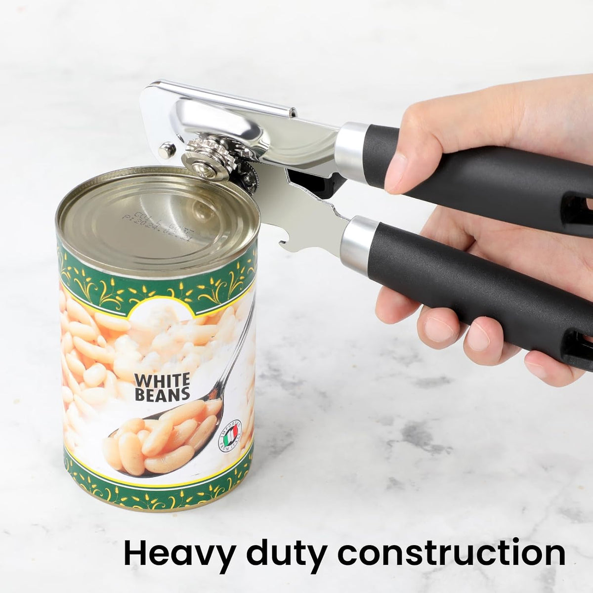 Manual Can Opener with Magnet Lid Lifter,Heavy Duty Handheld Tin Opener and Bottle Opener for Seniors with Smooth Edge Cut,Sharp Cutting Blade, Easy Turn Knob