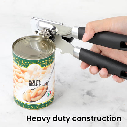 Manual Can Opener with Magnet Lid Lifter,Heavy Duty Handheld Tin Opener and Bottle Opener for Seniors with Smooth Edge Cut,Sharp Cutting Blade, Easy Turn Knob