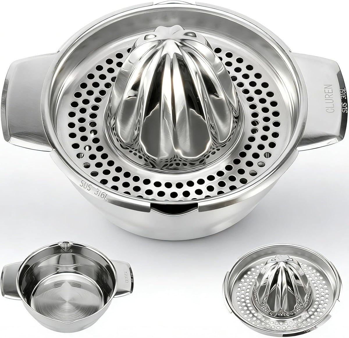 Premium 316L Stainless Steel Lemon Squeezer & Manual Juicer - Heavy Duty Hand Press for Orange, Citrus, Lime | Dishwasher Safe & Anti-Corrosion