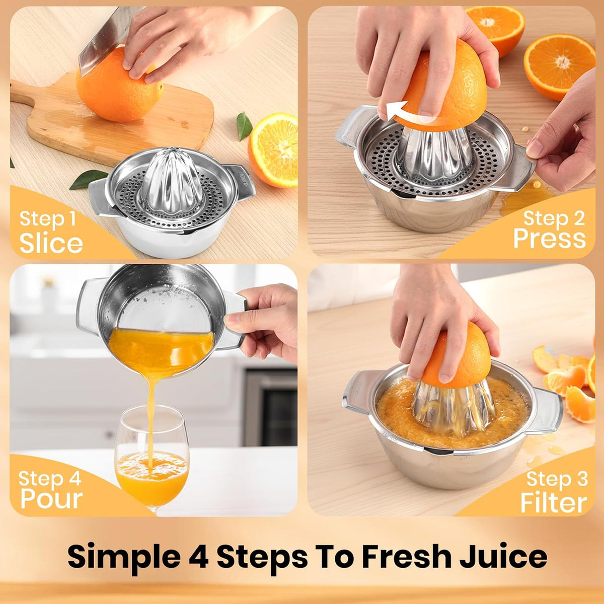 Premium 316L Stainless Steel Lemon Squeezer & Manual Juicer - Heavy Duty Hand Press for Orange, Citrus, Lime | Dishwasher Safe & Anti-Corrosion