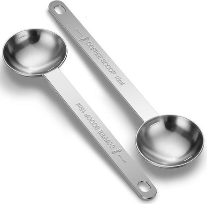 4PCS Coffee Scoop Spoons, 15ML (1 Tablespoon) Stainless Steel Measuring Spoons with Long Handle, Durable Coffee Scoopers for Ground Coffee, Tea and Baking Powder