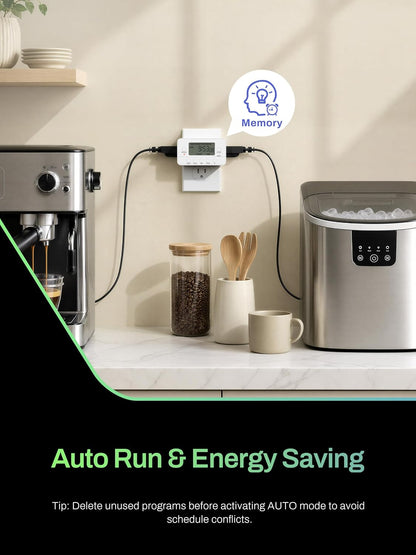 Digital Timer Outlet,7 Day Programmable Plug Timer for Light Indoor | 8 ON/OFF Programs 3 Prong Dual Grounded Outlets Timer , Vacation Mode, Light Switch for Lamps, Coffee Makers, Fans,15A/1875W