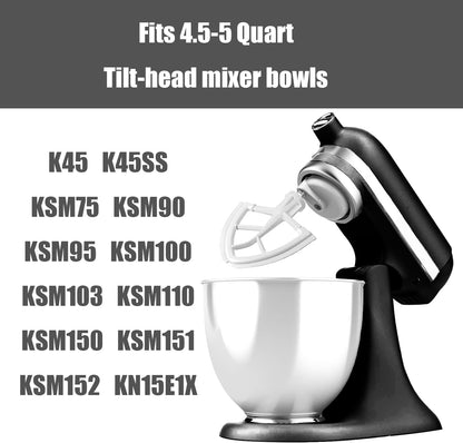 Flex Edge Beater Compatible With KitchenAid 4.5/5 Qt Tilt-Head Mixers,White