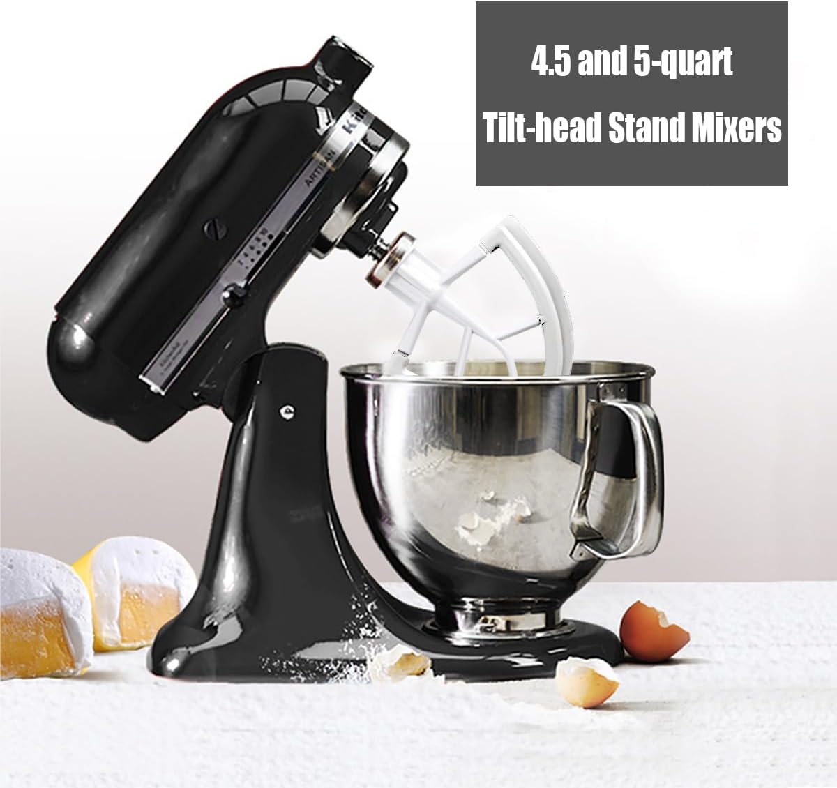 Flex Edge Beater Compatible With KitchenAid 4.5/5 Qt Tilt-Head Mixers,White
