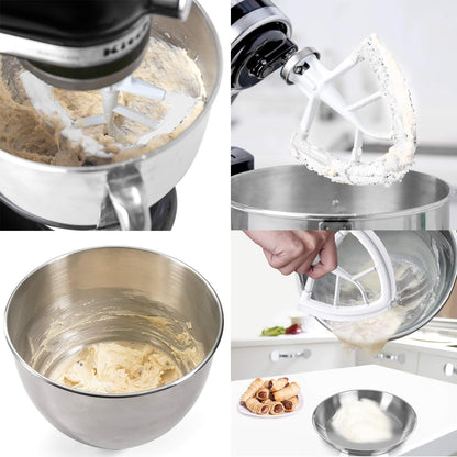 Flex Edge Beater Compatible With KitchenAid 4.5/5 Qt Tilt-Head Mixers,White