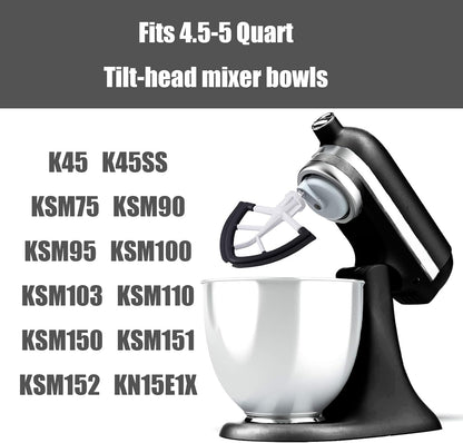 Flex Edge Beater Compatible With KitchenAid 4.5/5 Qt Tilt-Head Mixers,White