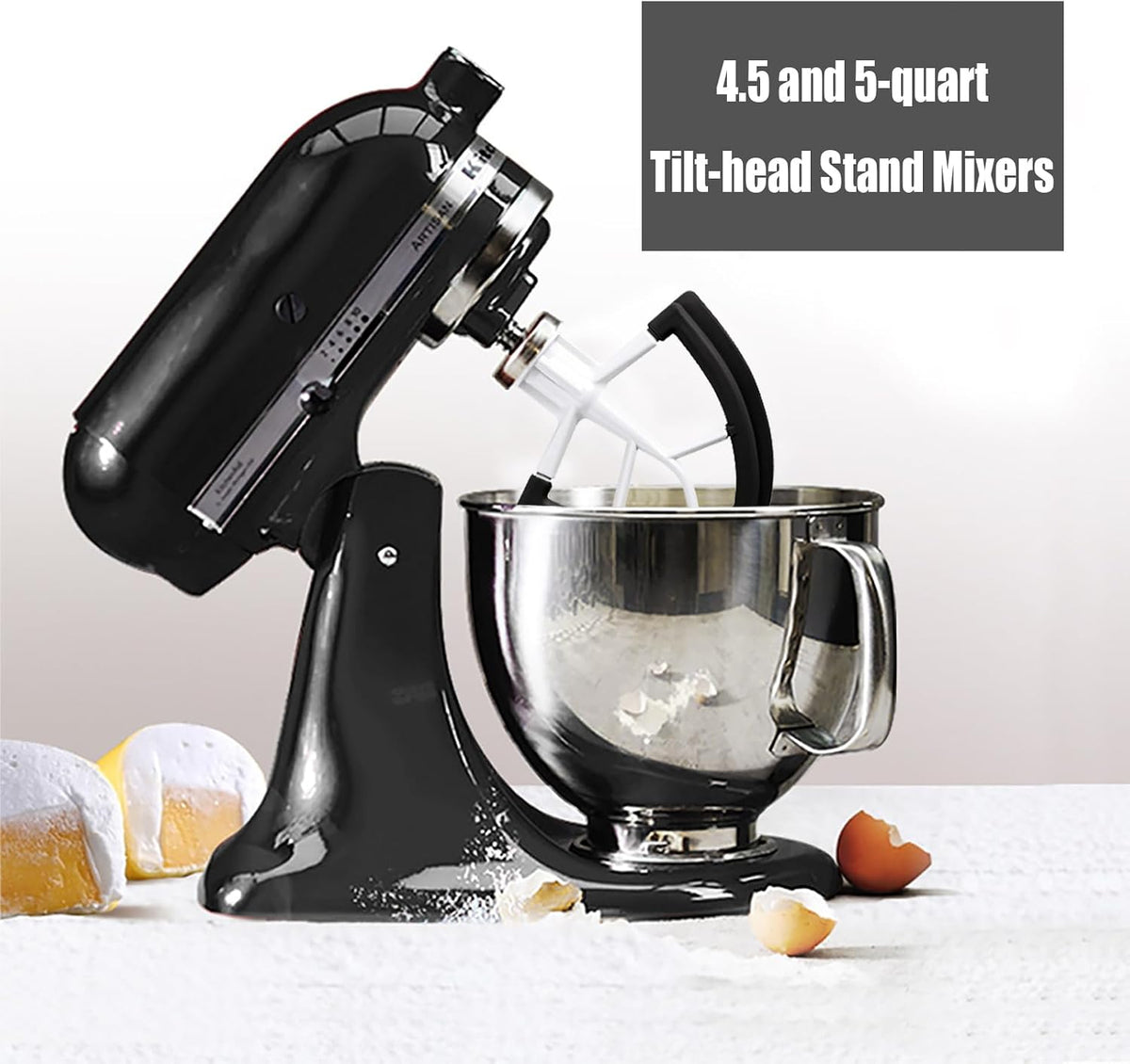 Flex Edge Beater Compatible With KitchenAid 4.5/5 Qt Tilt-Head Mixers,White