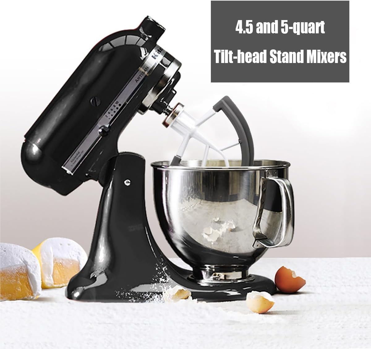 Flex Edge Beater Compatible With KitchenAid 4.5/5 Qt Tilt-Head Mixers,White