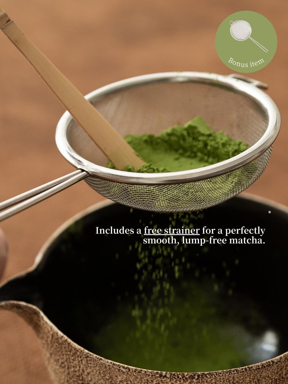 Matcha Whisk Set,Handmade Ceramic Bowl & Matcha Set,Stone Vein,6-Pc | 16.9 Oz Matcha Bowl with Spout, Bamboo Whisk (Chasen), Holder, Scoop, Sifter & Tea Cloth, Matcha Kit for Ceremony Gift