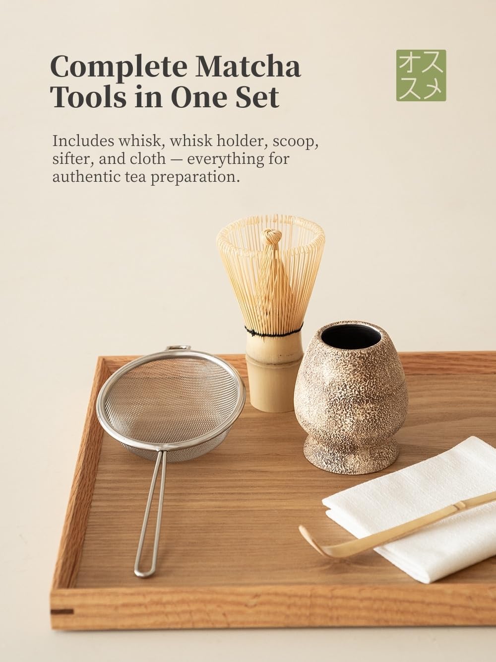 Matcha Whisk Set,Handmade Ceramic Bowl & Matcha Set,Stone Vein,6-Pc | 16.9 Oz Matcha Bowl with Spout, Bamboo Whisk (Chasen), Holder, Scoop, Sifter & Tea Cloth, Matcha Kit for Ceremony Gift
