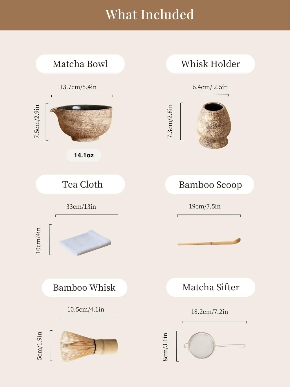 Matcha Whisk Set,Handmade Ceramic Bowl & Matcha Set,Stone Vein,6-Pc | 16.9 Oz Matcha Bowl with Spout, Bamboo Whisk (Chasen), Holder, Scoop, Sifter & Tea Cloth, Matcha Kit for Ceremony Gift