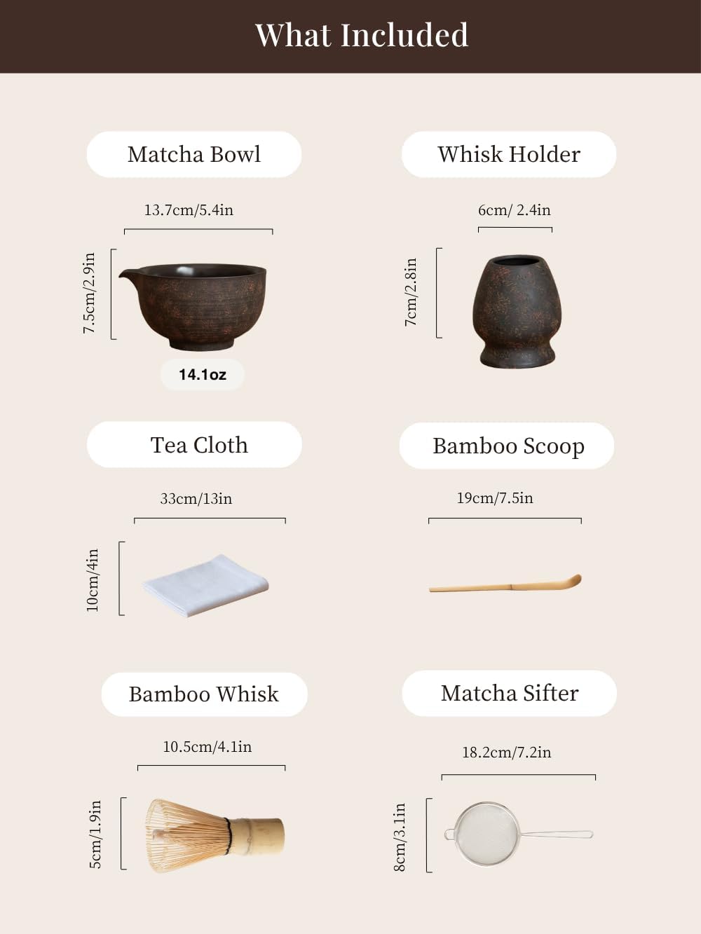 Matcha Whisk Set,Handmade Ceramic Bowl & Matcha Set,Stone Vein,6-Pc | 16.9 Oz Matcha Bowl with Spout, Bamboo Whisk (Chasen), Holder, Scoop, Sifter & Tea Cloth, Matcha Kit for Ceremony Gift