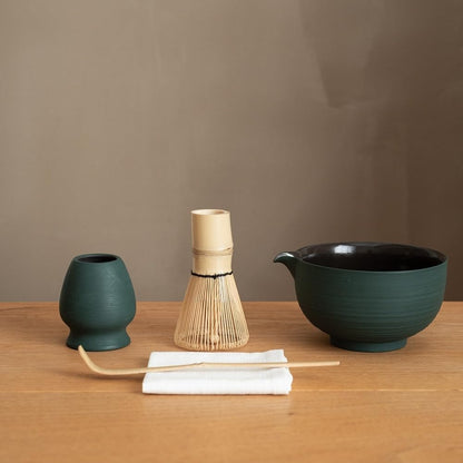 Matcha Whisk Set,Handmade Ceramic Bowl & Matcha Set,Stone Vein,6-Pc | 16.9 Oz Matcha Bowl with Spout, Bamboo Whisk (Chasen), Holder, Scoop, Sifter & Tea Cloth, Matcha Kit for Ceremony Gift