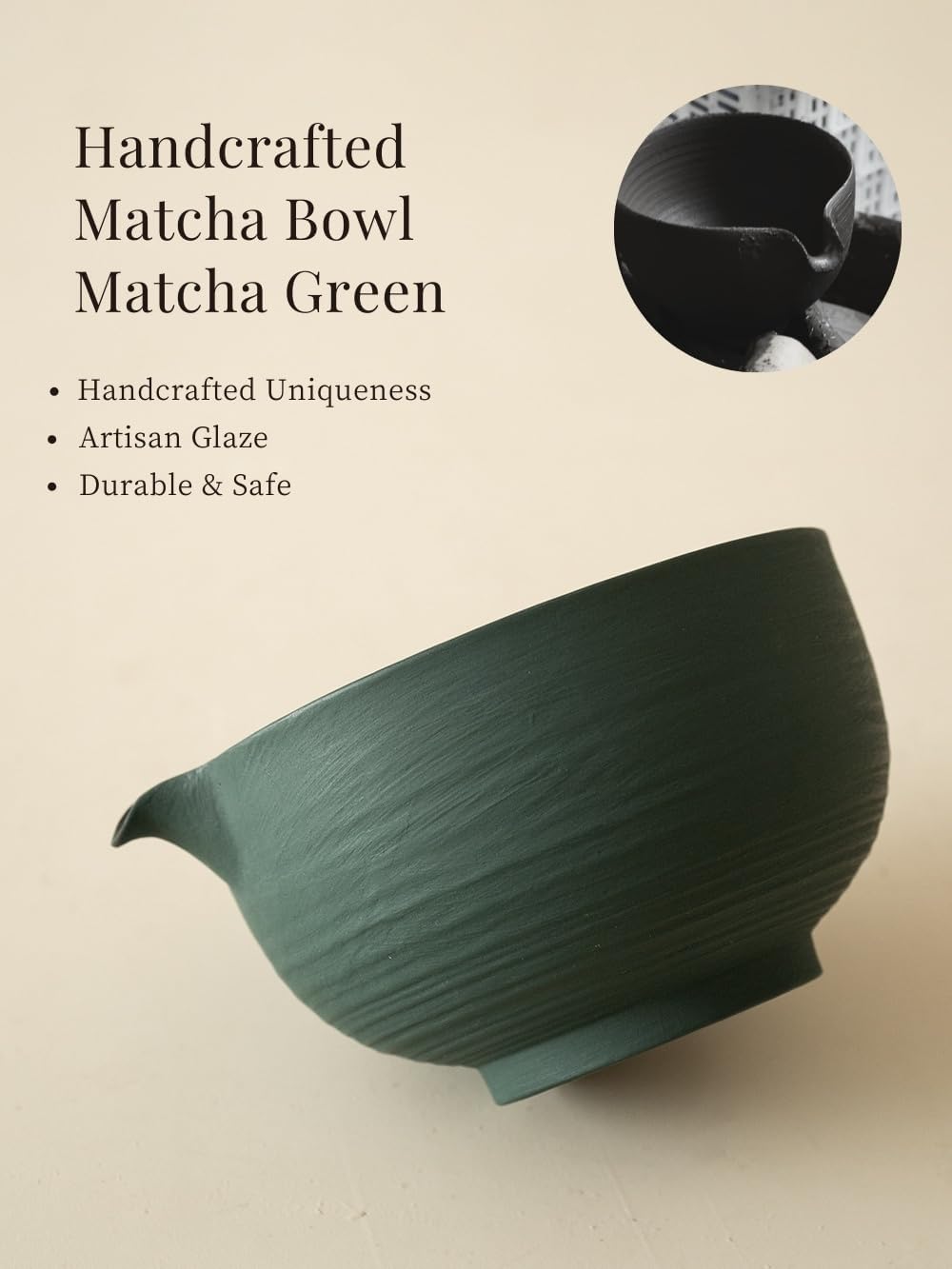 Matcha Whisk Set,Handmade Ceramic Bowl & Matcha Set,Stone Vein,6-Pc | 16.9 Oz Matcha Bowl with Spout, Bamboo Whisk (Chasen), Holder, Scoop, Sifter & Tea Cloth, Matcha Kit for Ceremony Gift