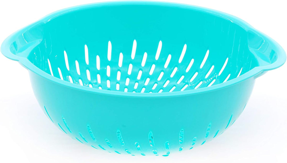 Home Mixing Bowl w/Colander (Large 4.5L, Red) - For Washing & Draining Fruits And Vegetables - Heavy Duty Plastic for Baking, Cooking Supplies - Dishwasher Safe