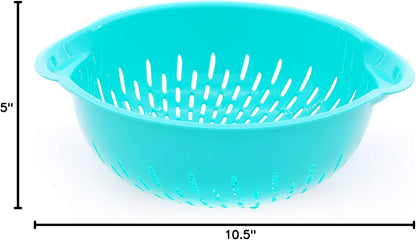 Home Mixing Bowl w/Colander (Large 4.5L, Red) - For Washing & Draining Fruits And Vegetables - Heavy Duty Plastic for Baking, Cooking Supplies - Dishwasher Safe